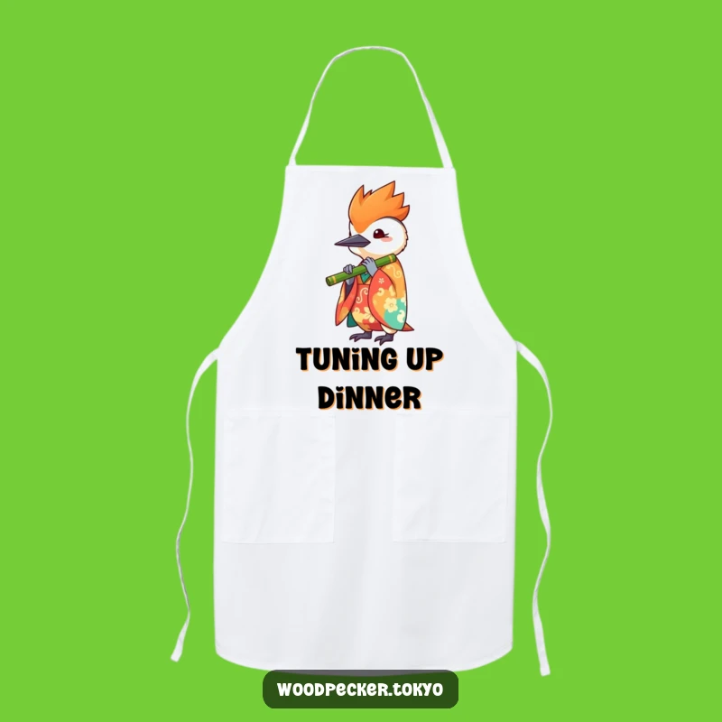 Funny Kawaii Woodpecker Flute Apron - Musical Bird Cooking Wear