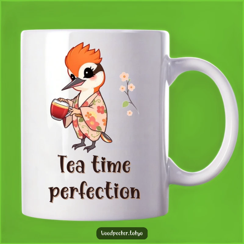 Funny Woodpecker Tea Pouring Mug - Cheerful Kimono Bird Gift for Tea Lovers