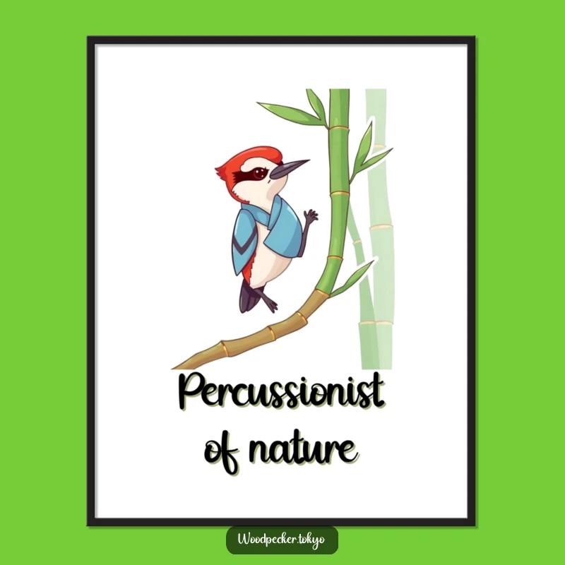 Funny Woodpecker Kimono Digital Art: Printable Zen Humor, Instant Funny Gift