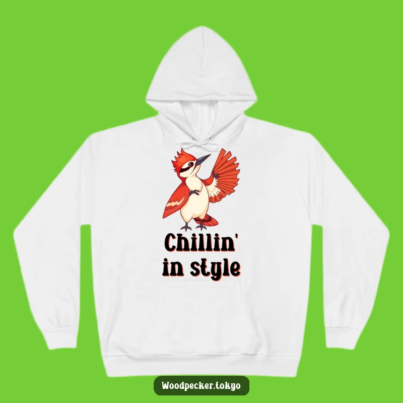 Funny Woodpecker Fanning Hoodie - Red Kimono Bird Sweatshirt for Comfort