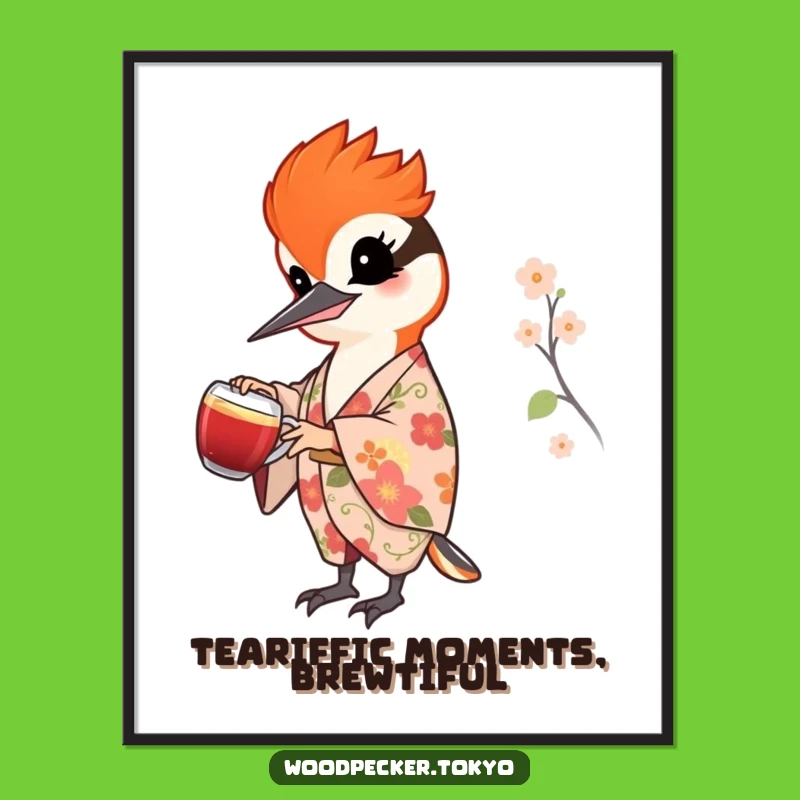 Funny Free Printable Wall Art: Woodpecker Tea Ceremony, Elegant Downloadable Decor!