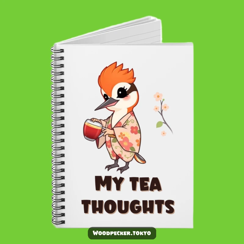 Funny Woodpecker Tea Pouring Notebook - Journal for Serene Thoughts