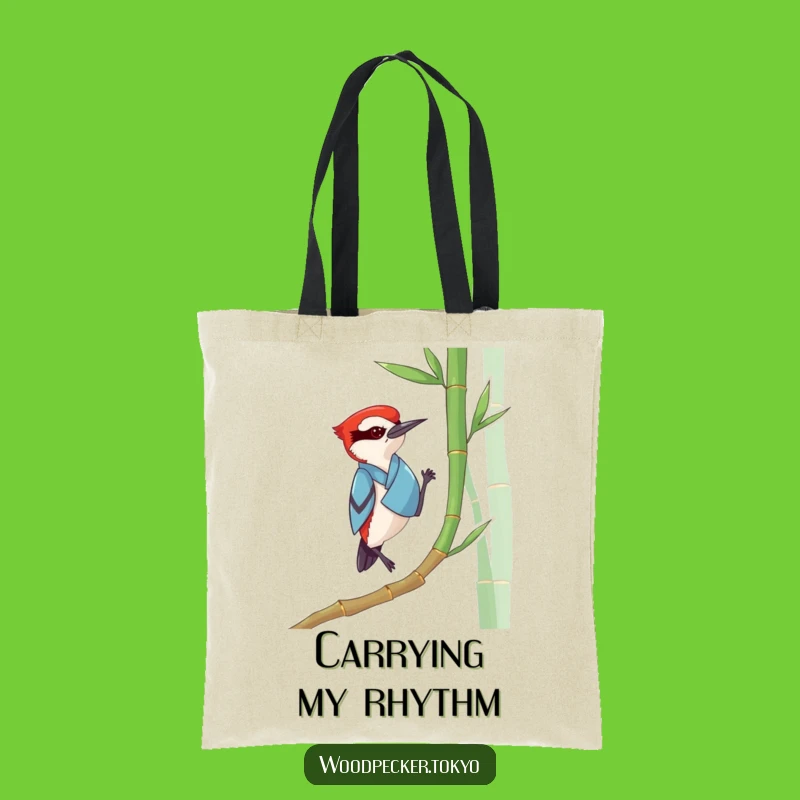 Funny Woodpecker Kimono Tote Bag: Zen Accessory, Ideal Funny Gift